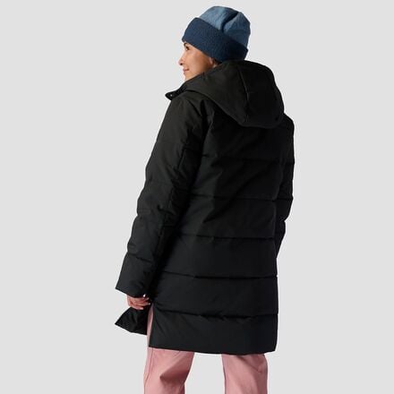 Women's Stoic insulated parka with buttons on the front, black