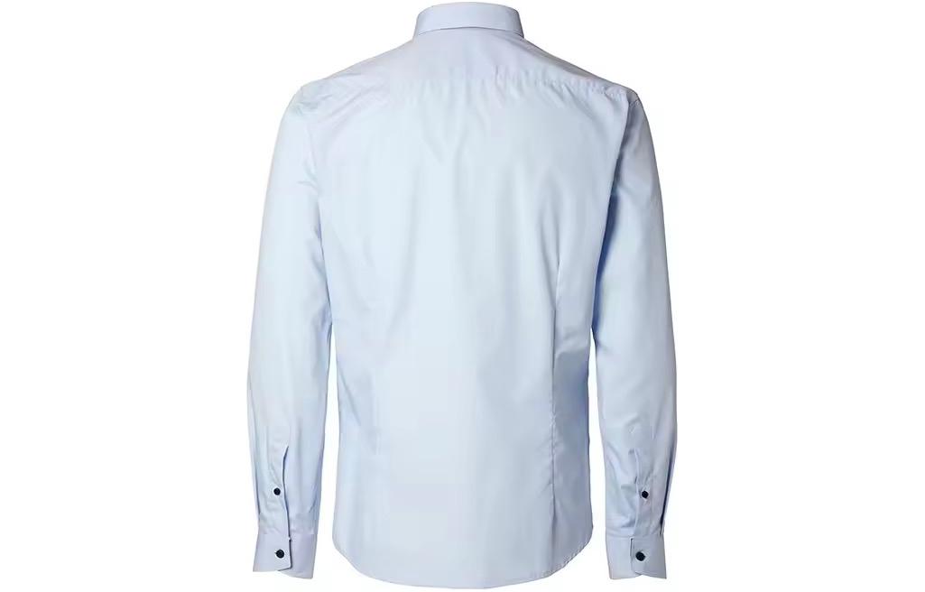 Men's Single Breasted Long Sleeve Notched Collar Shirt Light Blue Burberry Light Blue