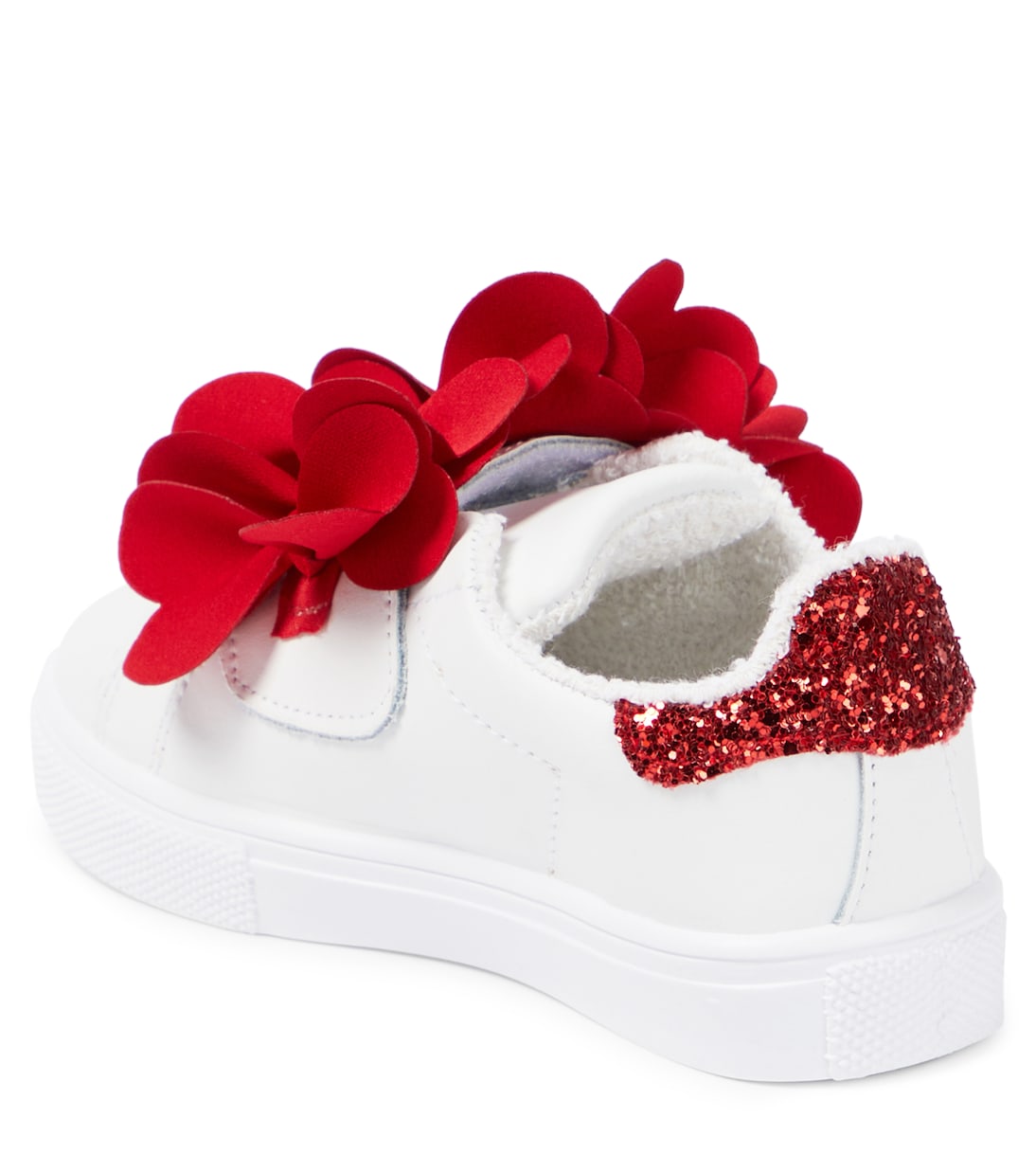 Leather sneakers with Monnalisa petals, multicolor