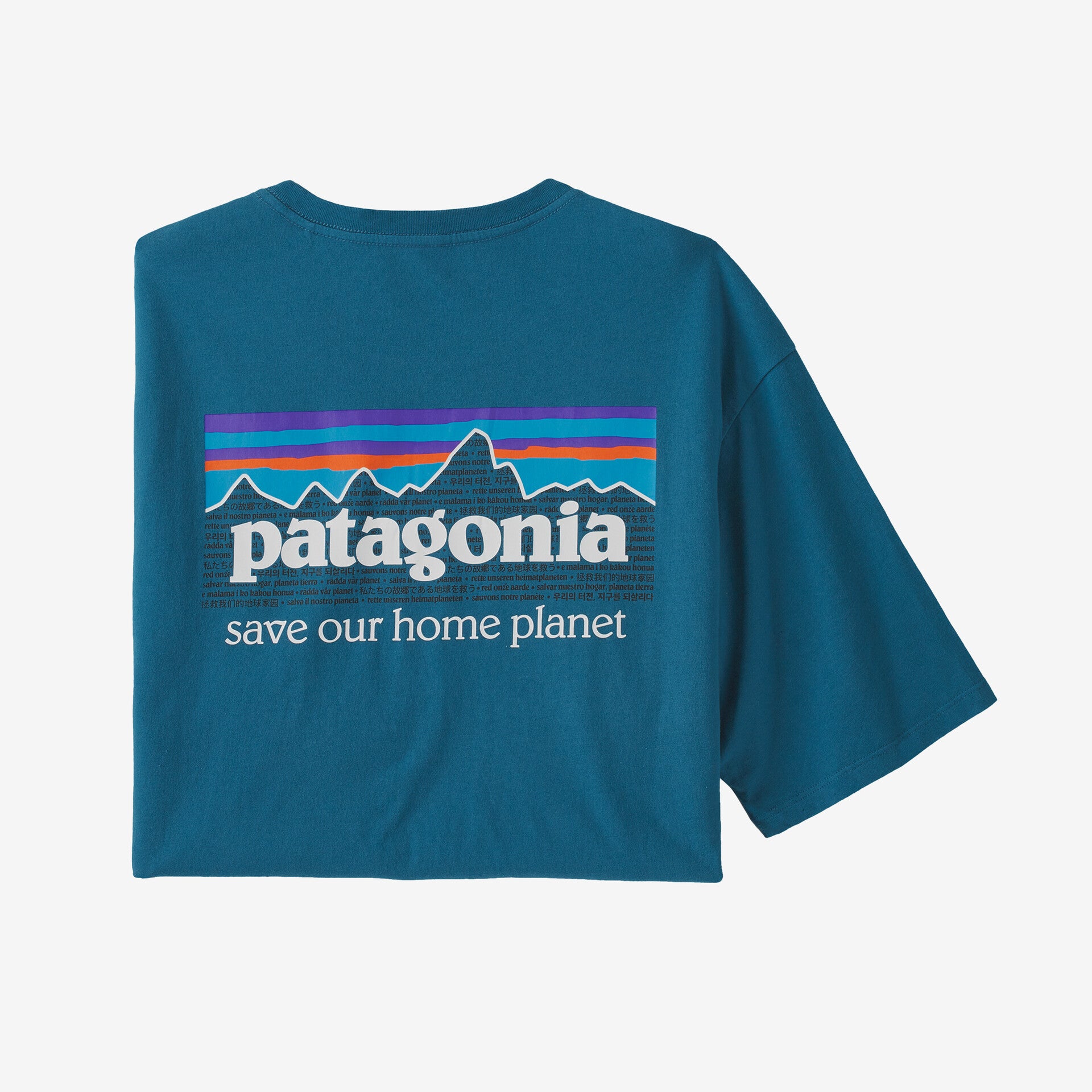 تي شيرت Patagonia رجالي عضوي P-6 Mission باللون الأزرق المتموج