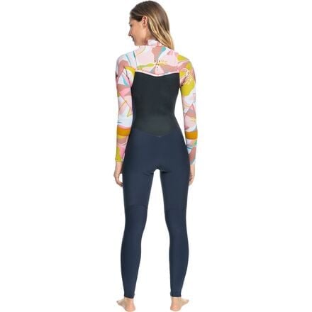 بدلة سباحة Syncro GBS 3/2 Back Zip - Roxy للنساء، Jet Gry/Coral Flame/Temple Gold