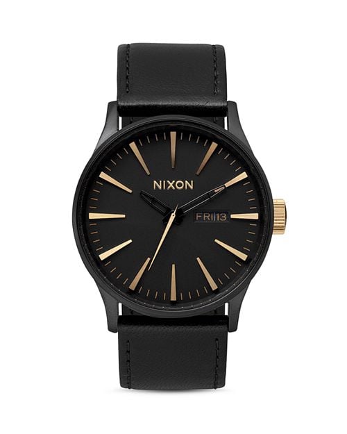 Sentry Leather Watch, 42mm Nixon, Black