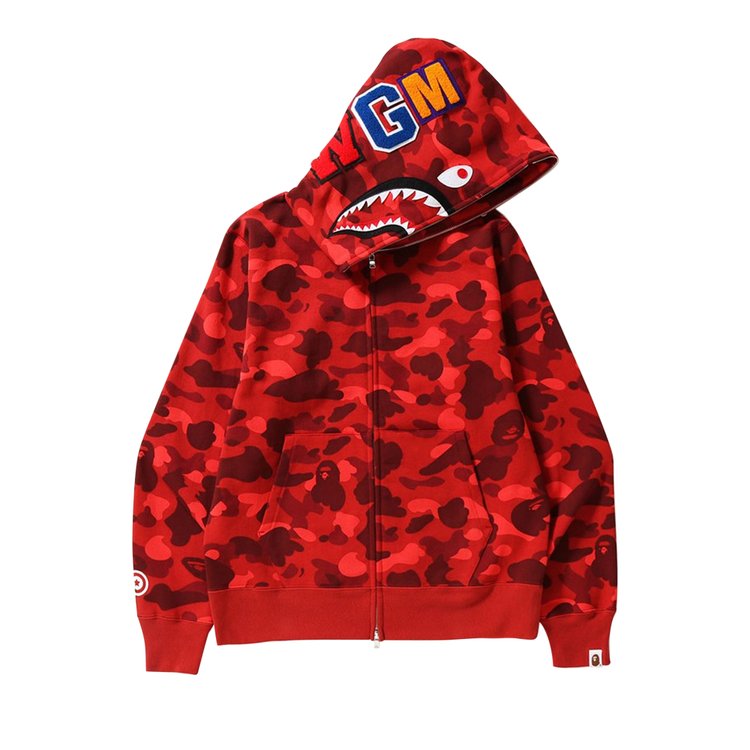 BAPE Color Camo Shark Full Zip 'Red' Hoodie, Red