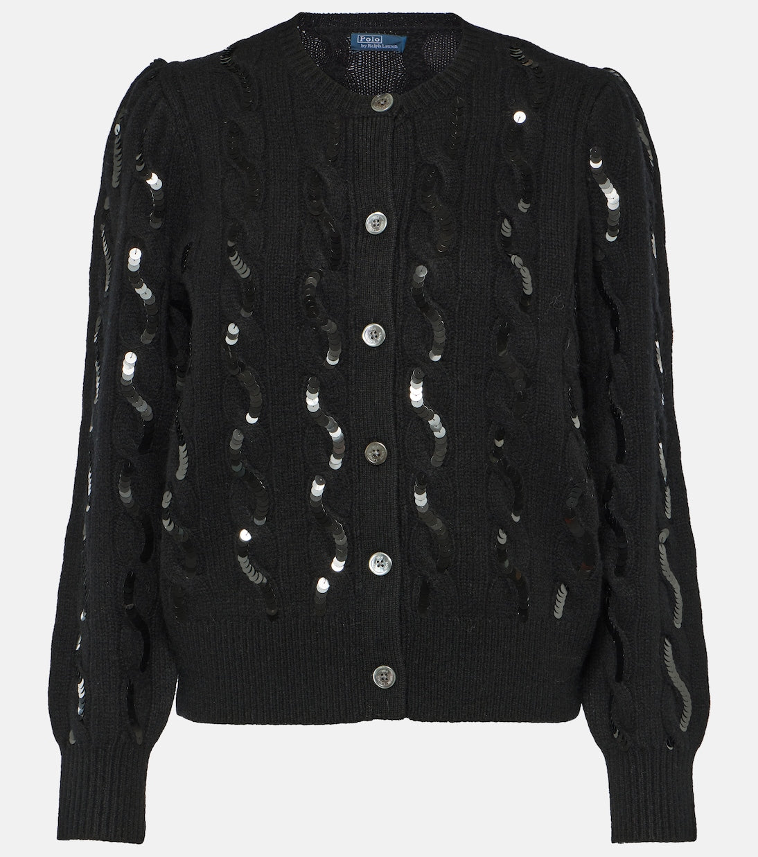 Wool and cashmere cardigan with sequins Polo Ralph Lauren, black