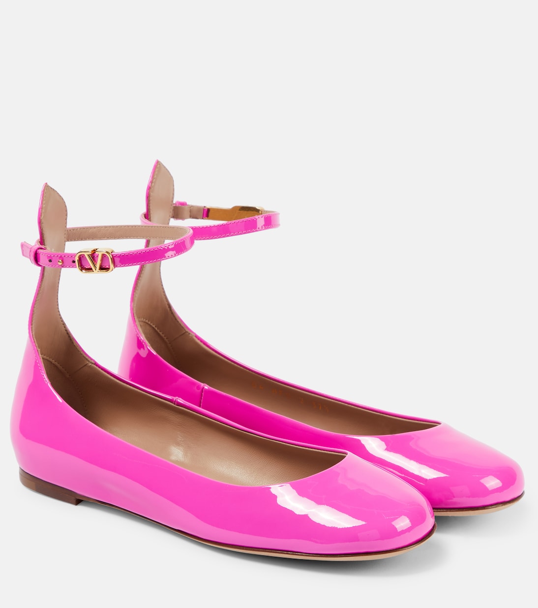 Valentino Garavani tan-go patent leather ballerinas, pink