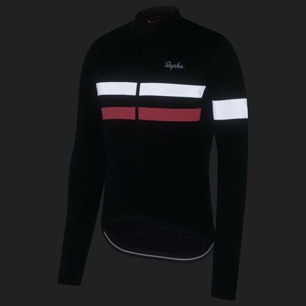 Brevet Men's Rapha Long Sleeve Jersey, Dark Navy/High-Vis Pink/White