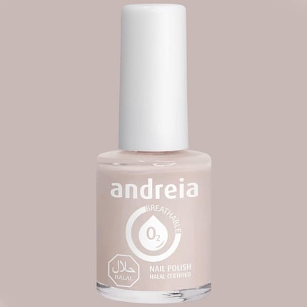 Halal Breathable Nail Polish Glossy Vegan & Cruelty Free Color B24 Light Nude 10 , 5 ml, Andreia