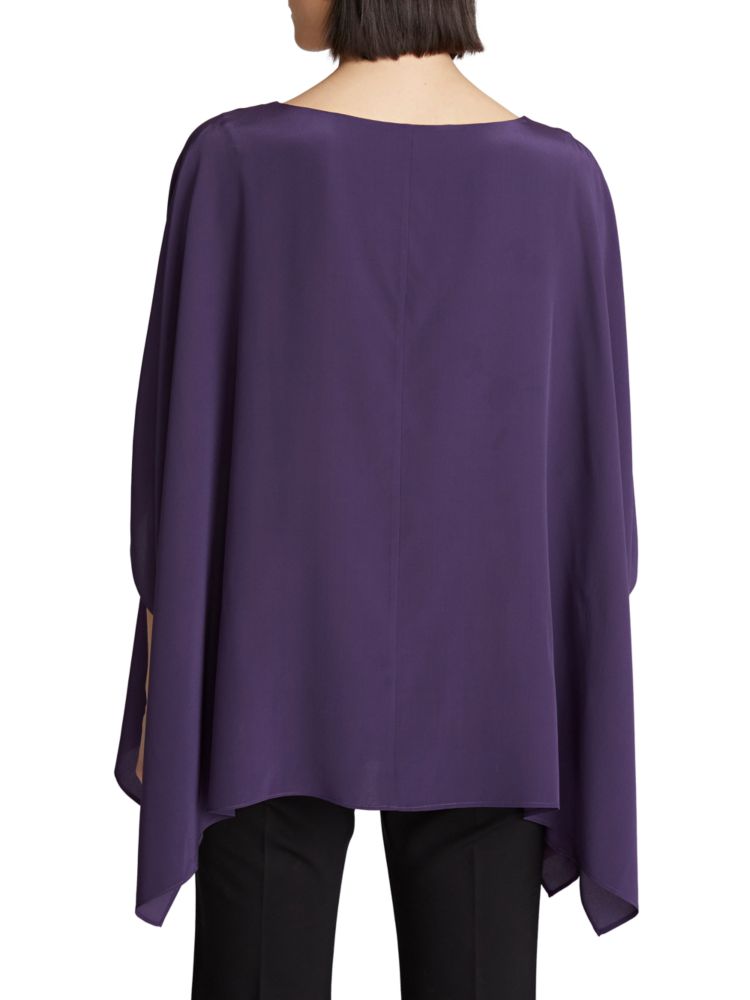 Wendy Halston Crepe De Chine Kaftan Blouse, Eggplant