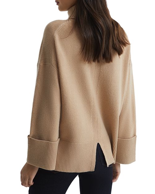 Sarah Wool & REISS Turtleneck Cashmere Sweater, Tan/Beige