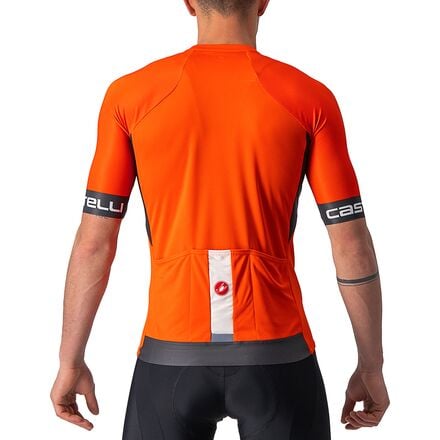 Castelli men's Entrata VI jersey, color Fiery Red/Dark Gray/Ivory