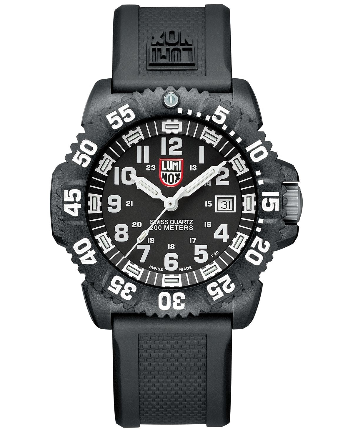 ساعة رجالية من Swiss Navy Seal ColorMark بحزام مطاطي أسود، 44 مم من Luminox