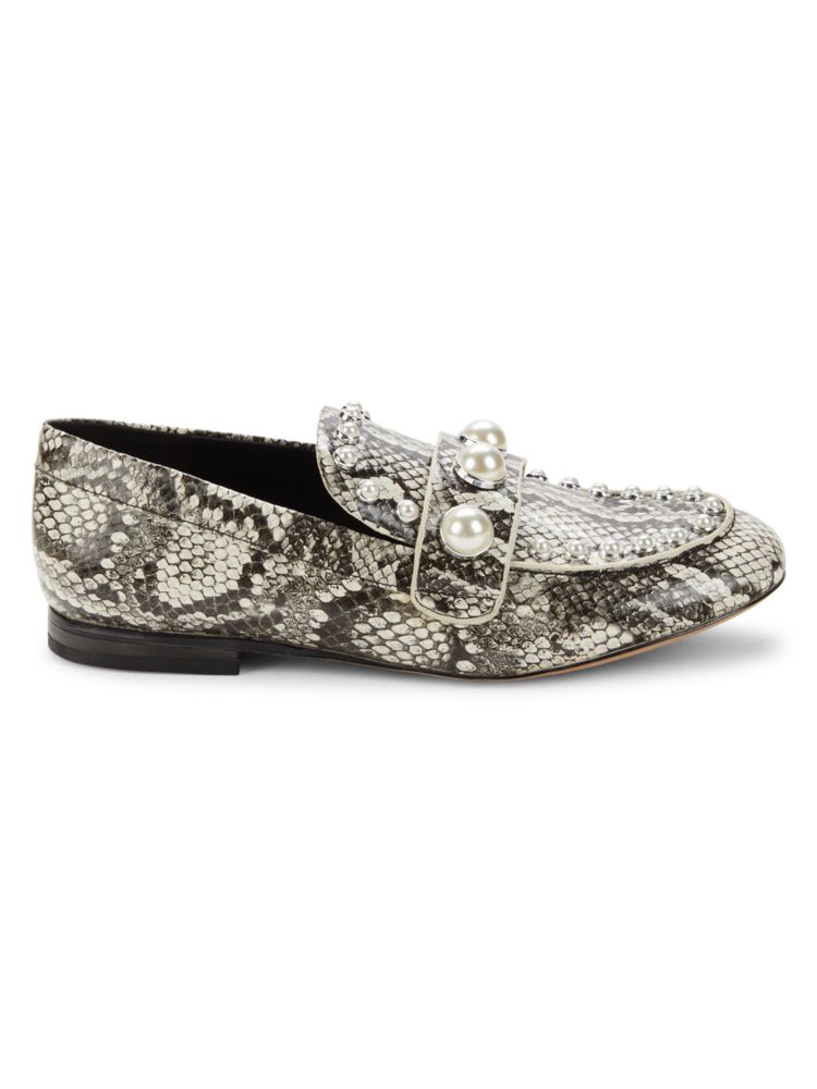 Avah Python Embossed Studded Loafers Karl Lagerfeld Paris Black White