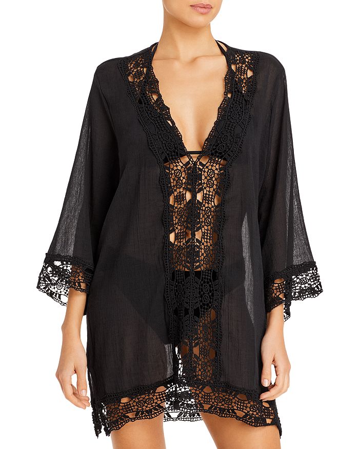 Island Fare Crochet Tunic with Lace Trim, La Blanca Swim Cover-up