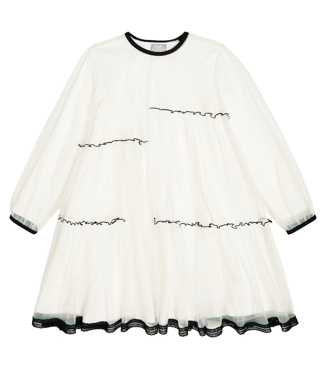 Tulle and cotton jersey dress Il Gufo, white