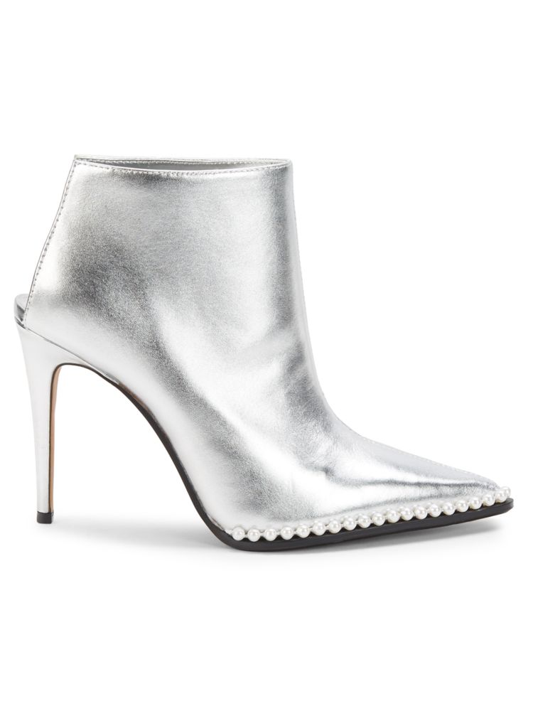 Cyron stiletto leather ankle boots Karl Lagerfeld Paris, silver