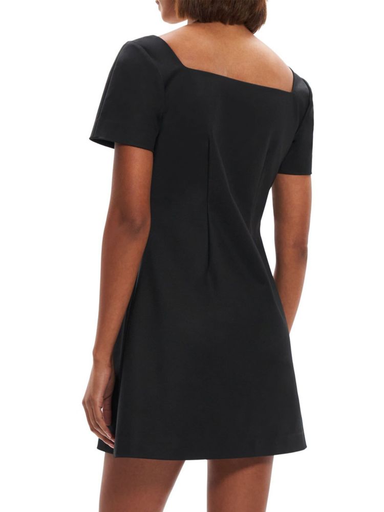 Theory Square Neck A-Line Mini Dress, Black