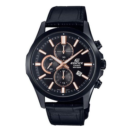 CASIO Waterproof EDIFICE Sapphire Crystal Quartz Mens Black Analog Watch, black