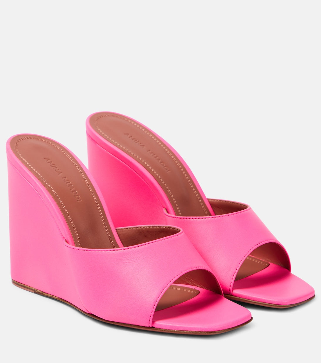 Lupita wedge mules Amina Muaddi, pink