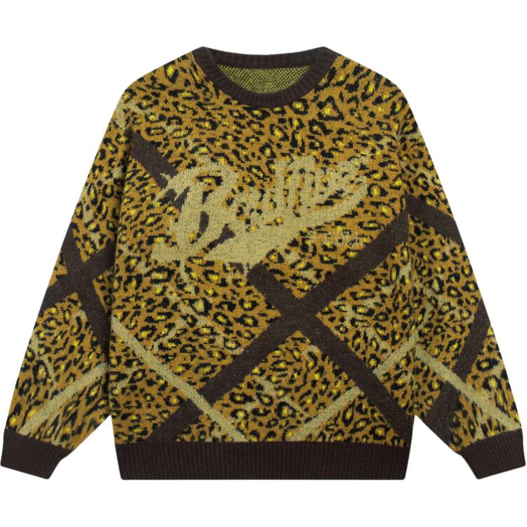 Badfive Knitwear Women Brown Leopard Print Lining