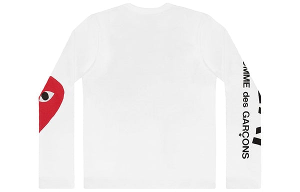 T-shirt CDG Play Sleeve Logo Round Neck Long Sleeves White, white