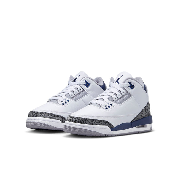 حذاء رياضي (GS) Air Jordan 3 Retro 'Midnight Navy'، أبيض