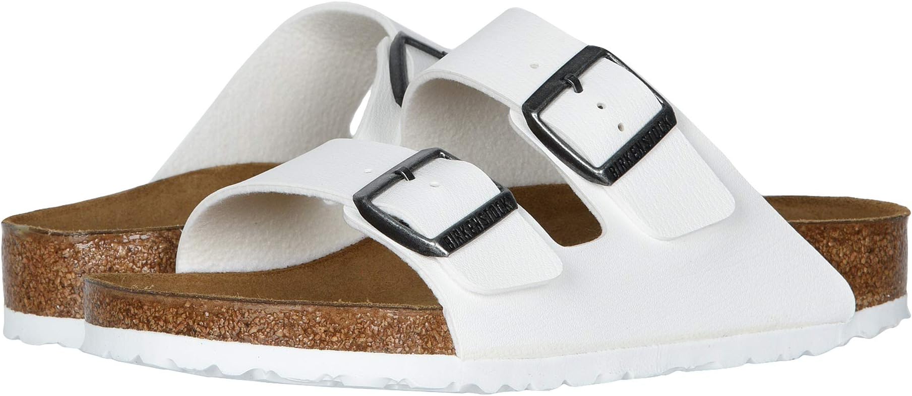 Arizona Flat Sandals - Birko-Flor (Unisex) Birkenstock, White Birko-Flor