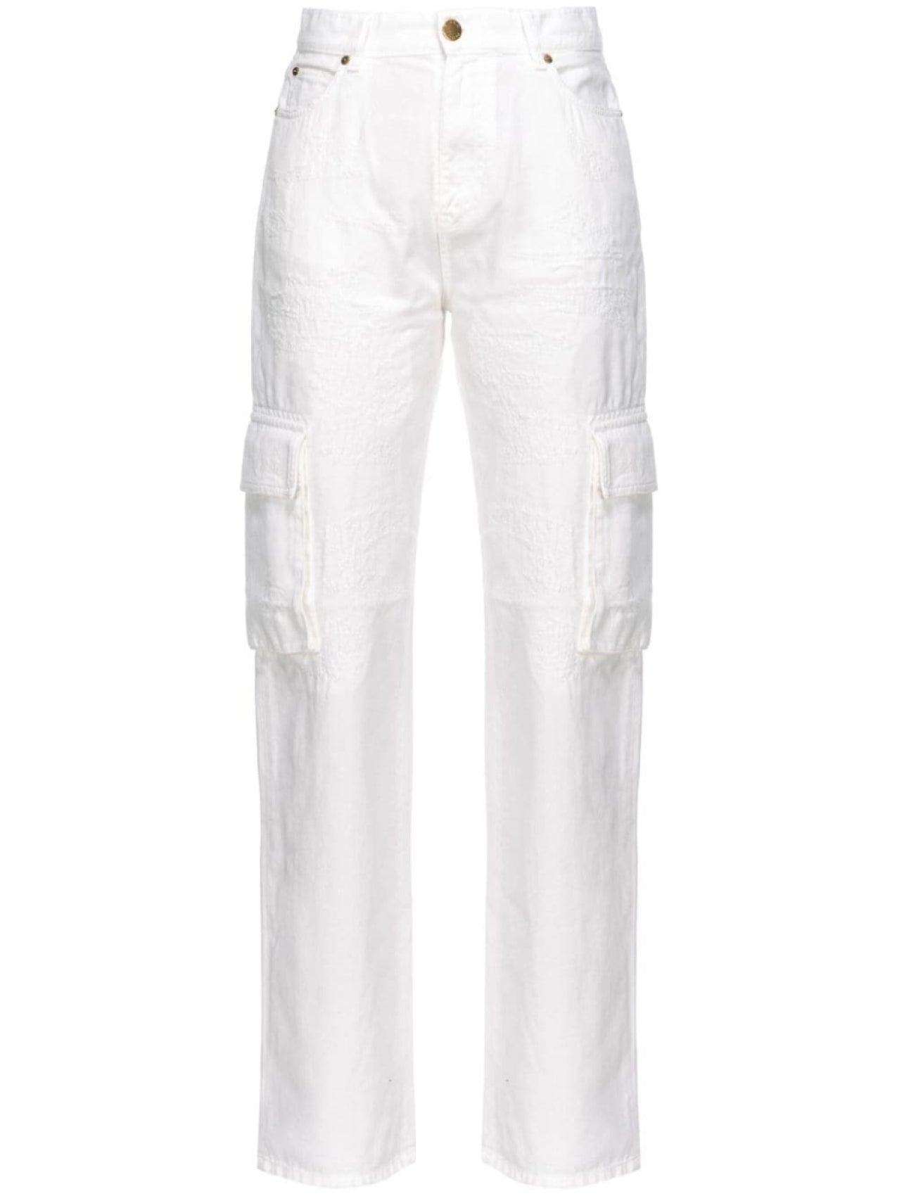 PINKO High Waist Straight Cargo Jeans White