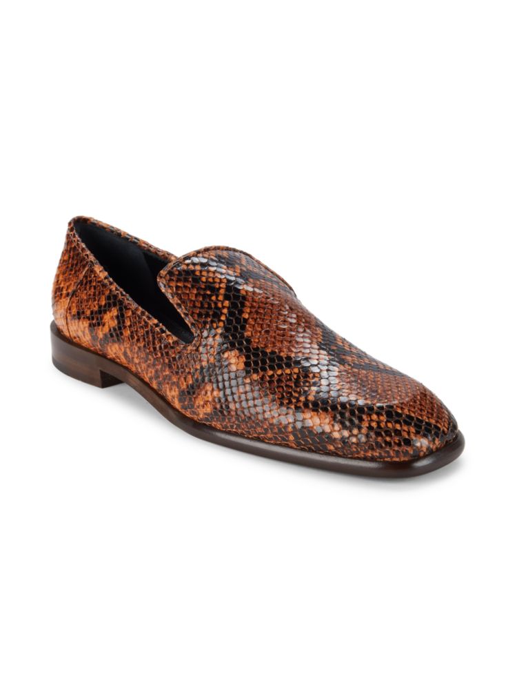 Hanna Python Embossed Victoria Beckham Leather Loafers, Brown