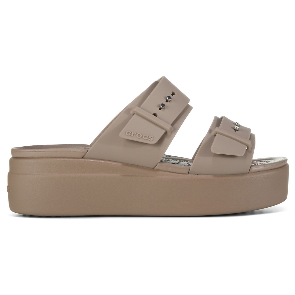 Brooklyn Crocs Women's Buckle Platform Sandals - Latte