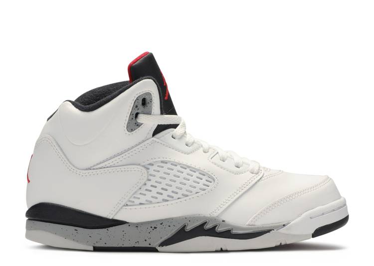 حذاء رياضي AIR JORDAN 5 RETRO PS 'WHITE CEMENT'، باللون الأبيض