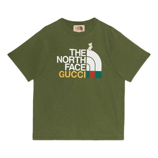 تي شيرت GUCCI x THE NORTH FACE FW21 LogoT 'Dark Green'، أخضر