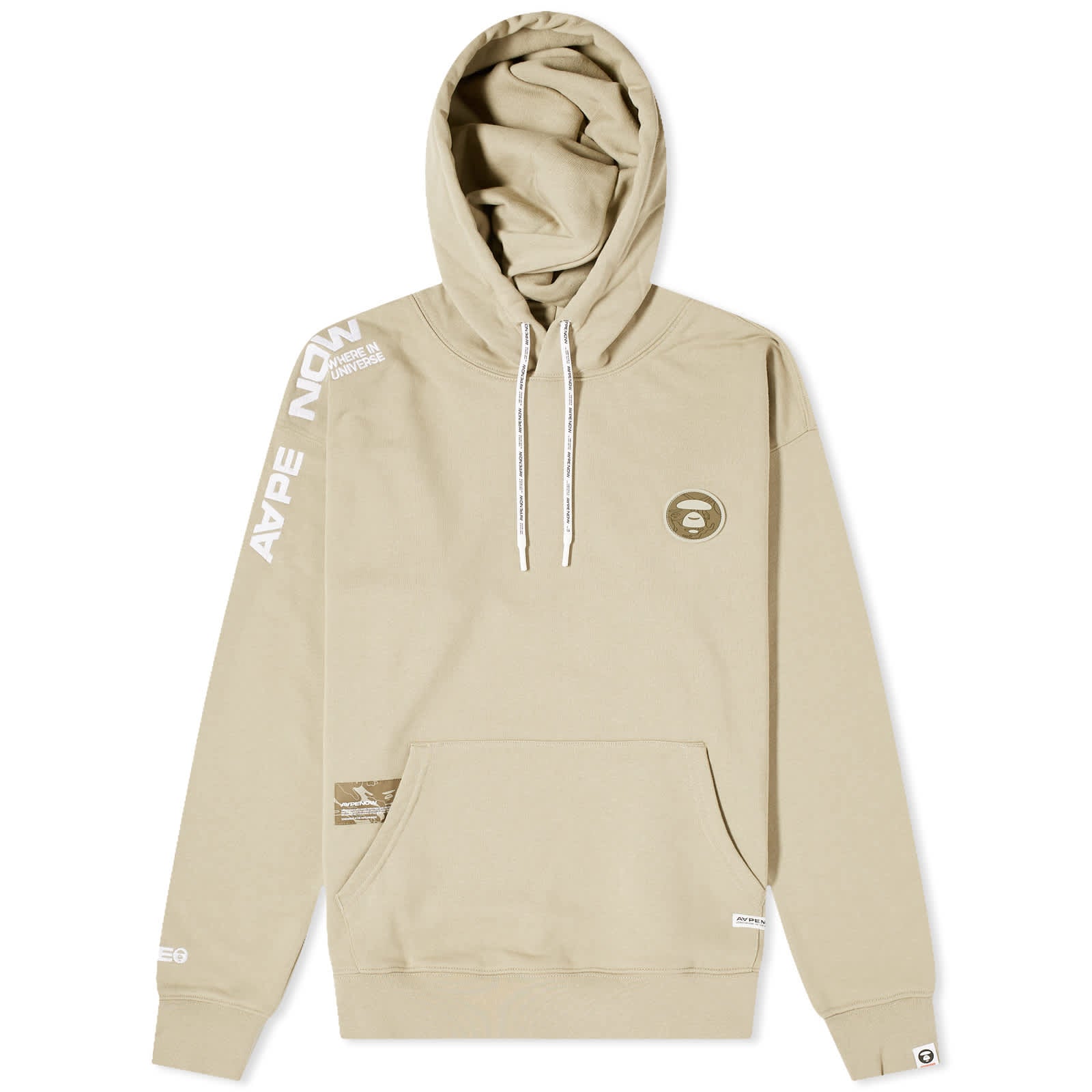 Aape Camo Silicone Badge Hoodie, Dark Beige