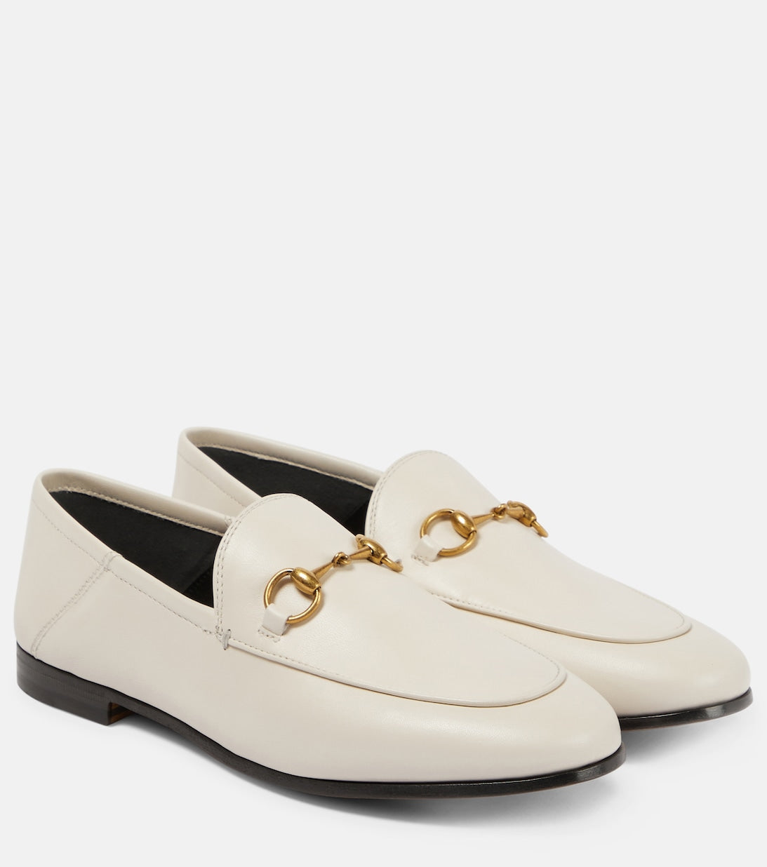 Horsebit Gucci leather loafers, white