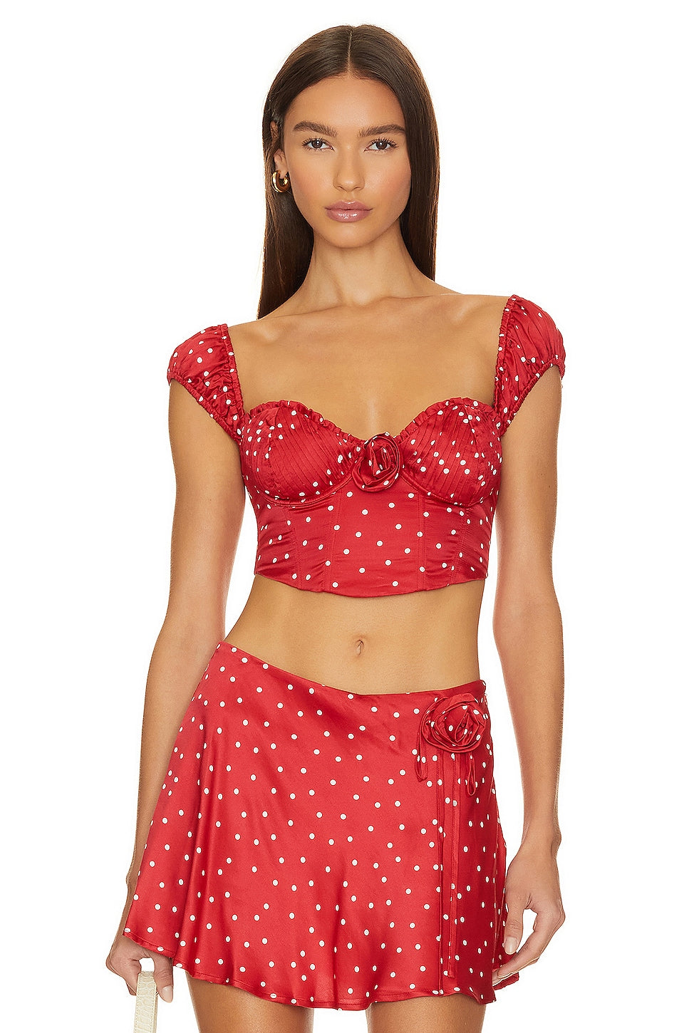 Top For Love & Lemons Eleanor Crop, red