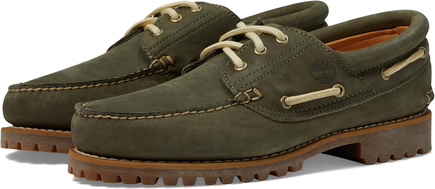 حذاء رياضي Authentics 3 Eye Classic Lug Timberland، لون أخضر داكن من جلد النوبوك 1