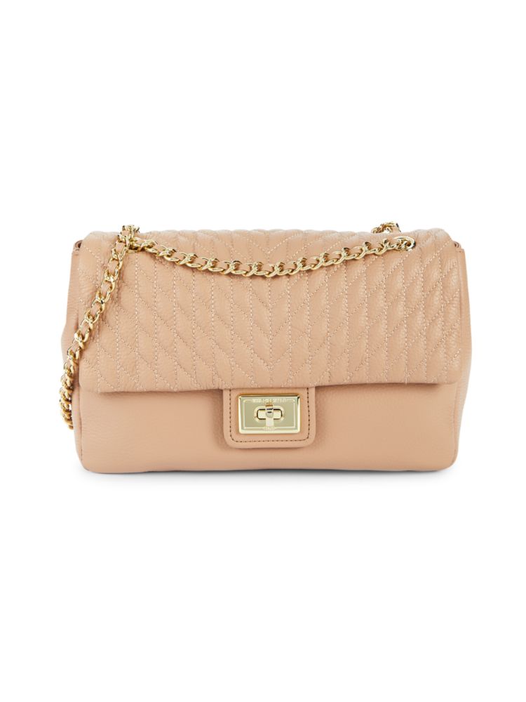 Agyness Karl Lagerfeld Paris Quilted Leather Shoulder Bag, Almond