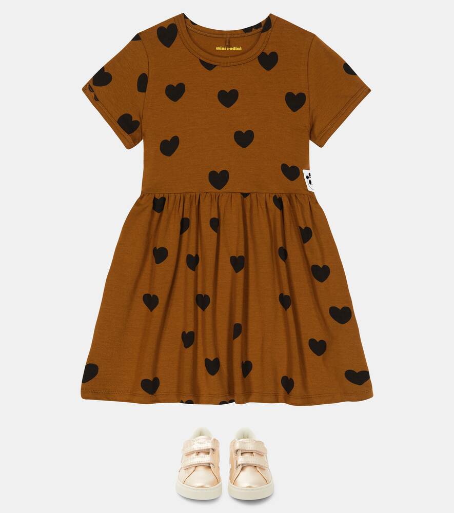 Basic dress with hearts Mini Rodini, brown