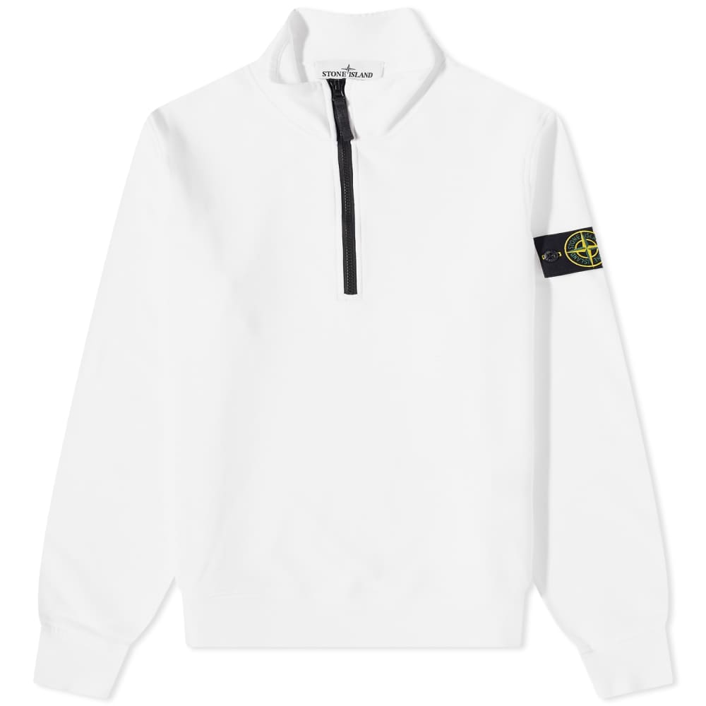 Garment Dyed Stone Island Half-Zip Sports Sweater, White