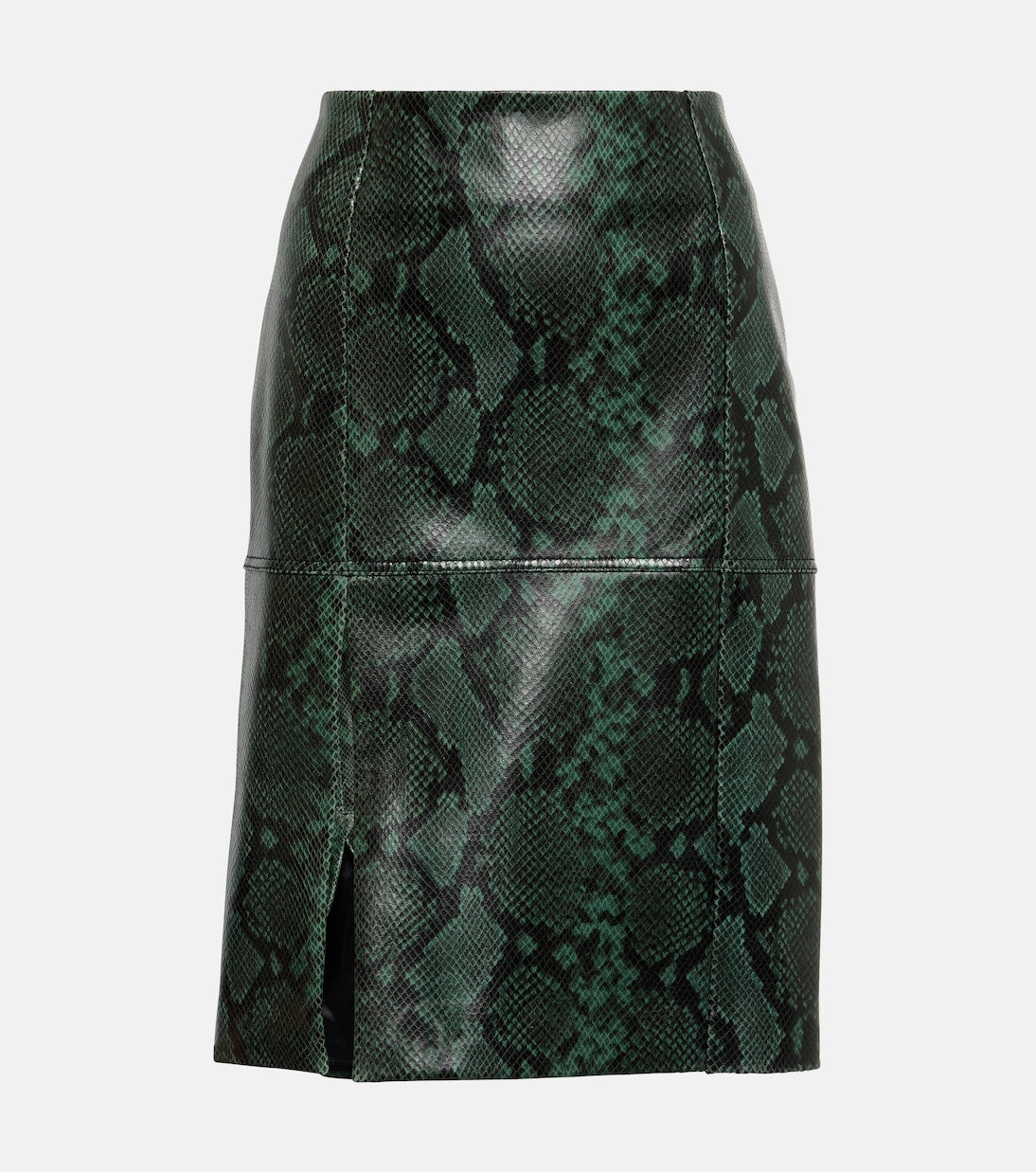 Dorothee Schumacher Urban Jungle Snake Print Leather Midi Skirt, Green