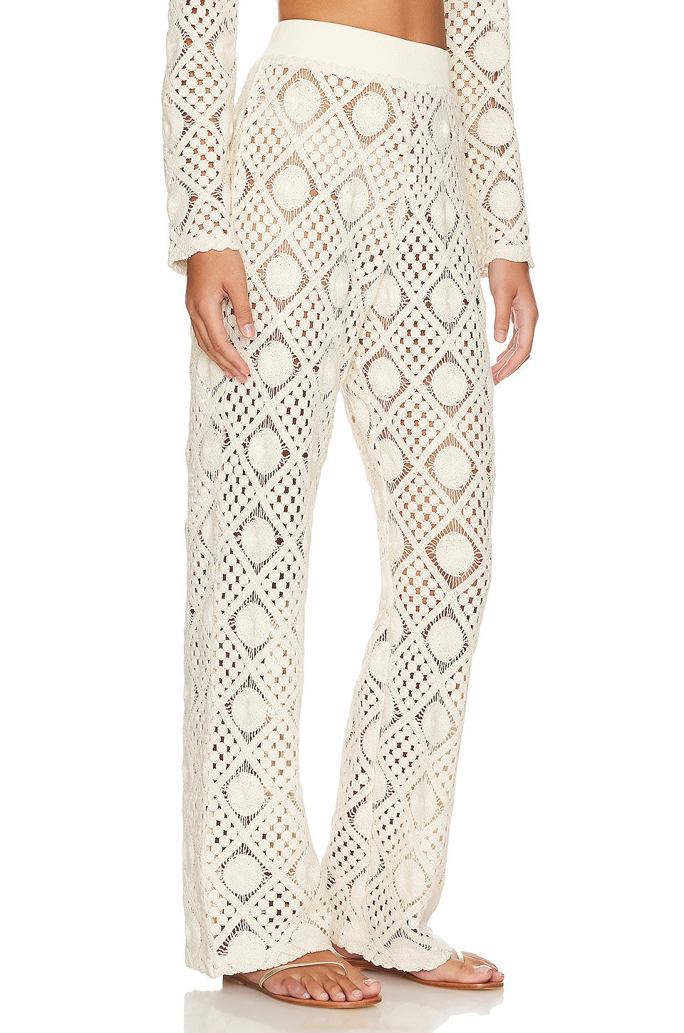 Andrea Iyamah Hira Crochet Pants, Chalk