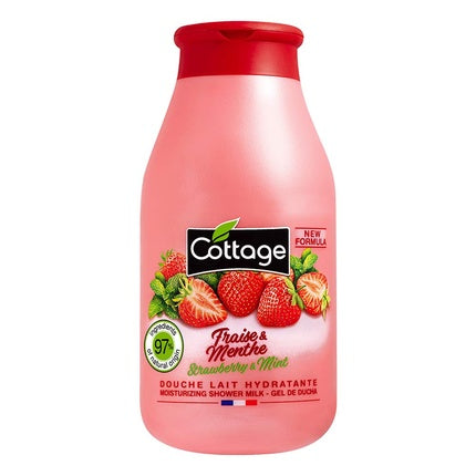 Shower milk with strawberries and mint, 97% natural ingredients, 270 ml, Cottage