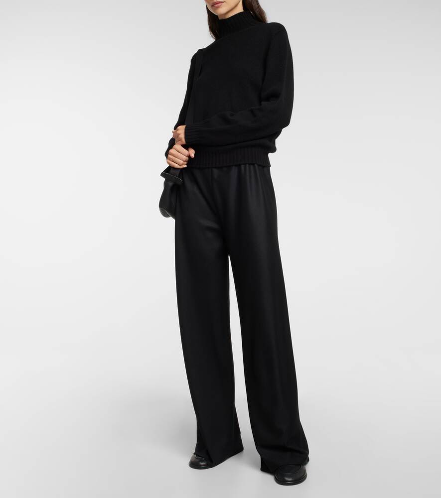 Gala wide leg trousers in natural wool THE ROW, black