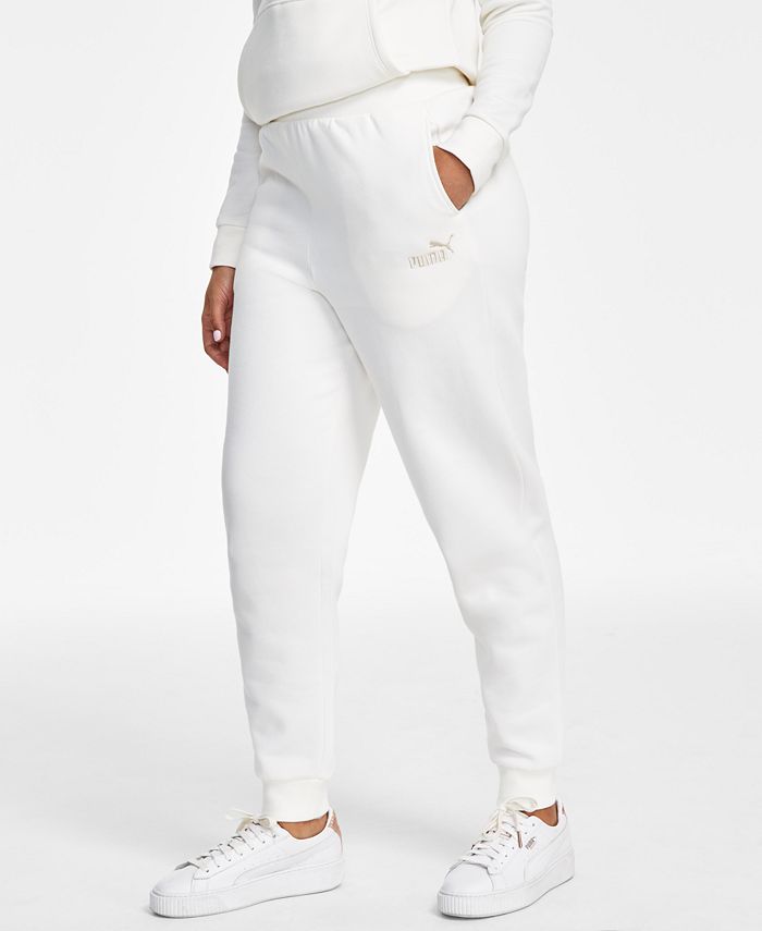 Puma Women's Embroidered Logo High Waist Fleece Sweatpants ivory/cream