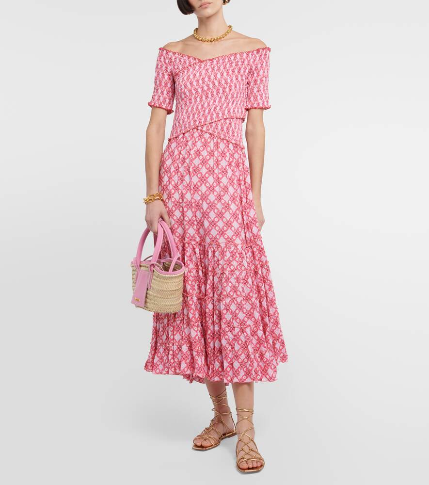 Soledad midi dress with POUPETTE ST BARTH print, pink