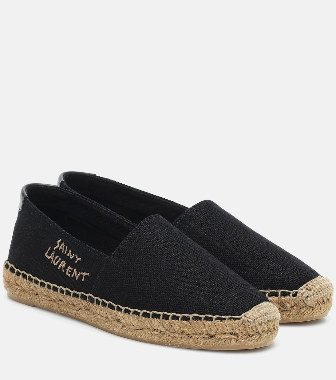 Saint Laurent embroidered canvas espadrilles, black