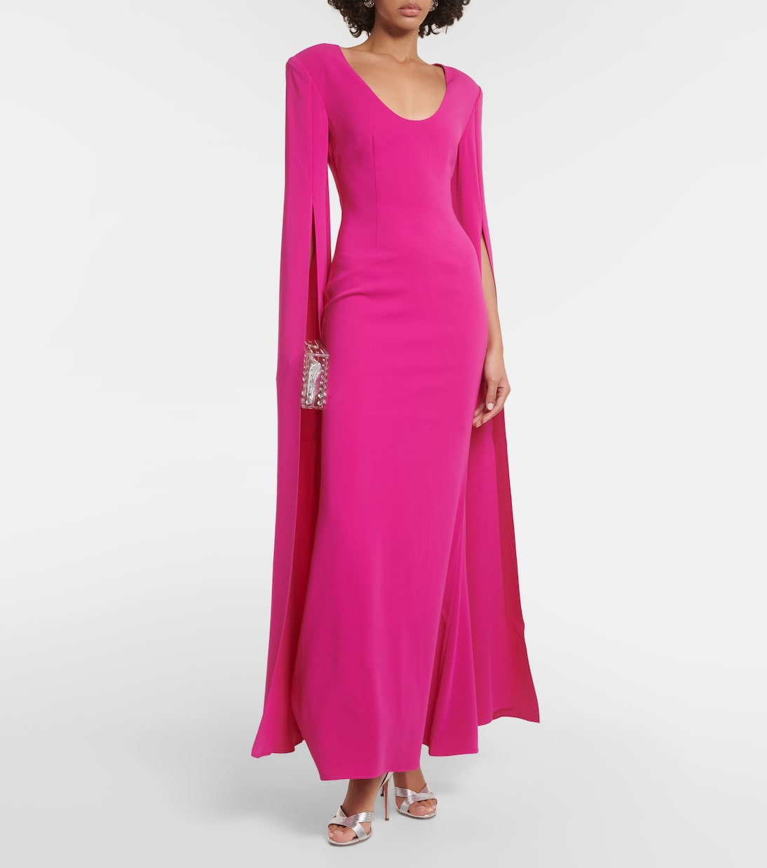 Roland Mouret cape sleeve cadi dress, purple