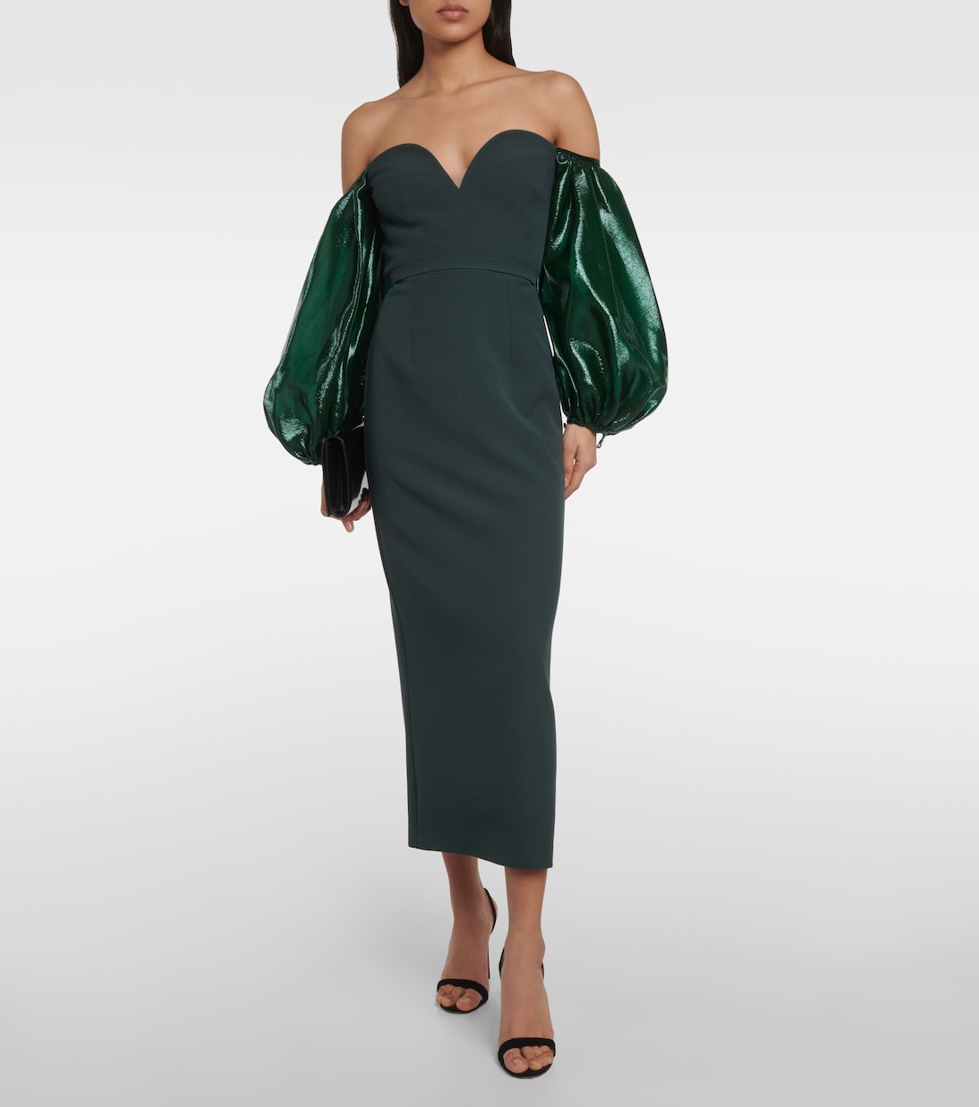 Aurelius midi dress with voluminous sleeves Safiyaa, green