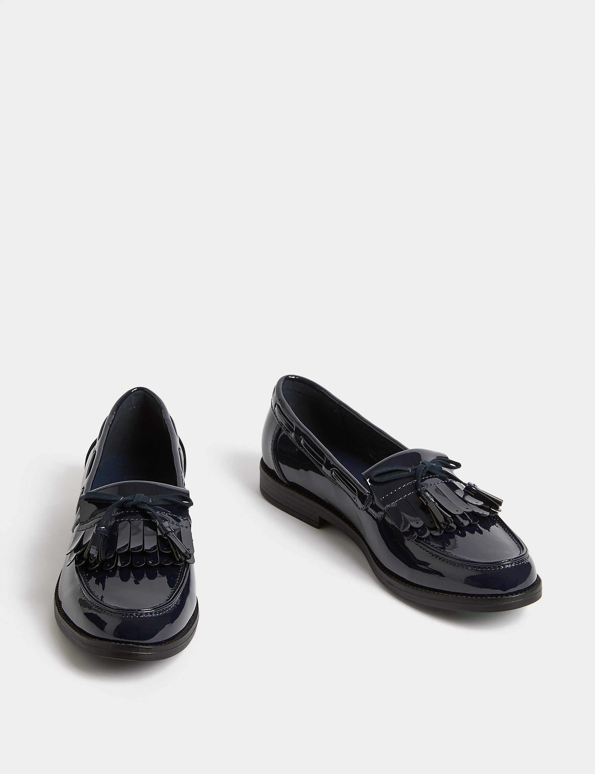 Marks & Spencer Patent Tassel Bow Loafers, Navy