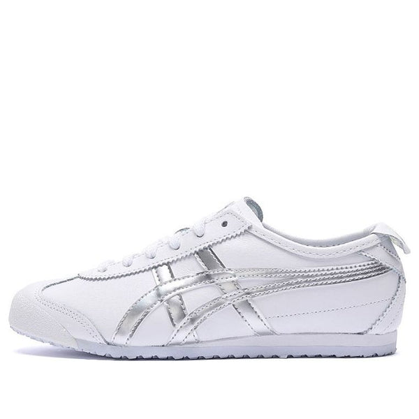 حذاء رياضي Onitsuka Tiger للجنسين من Mexico 66 للجري باللون الفضي/الأبيض، أبيض