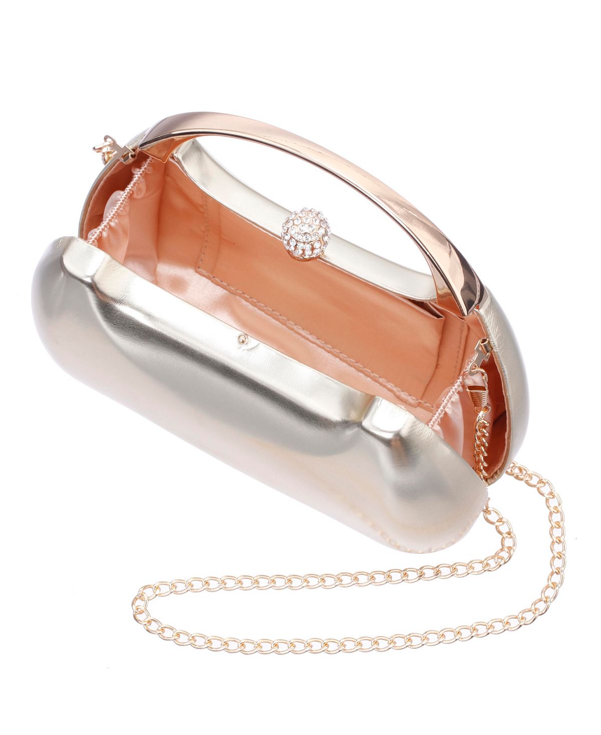 Women's bag Minaudiere metallic with metal handle Nina